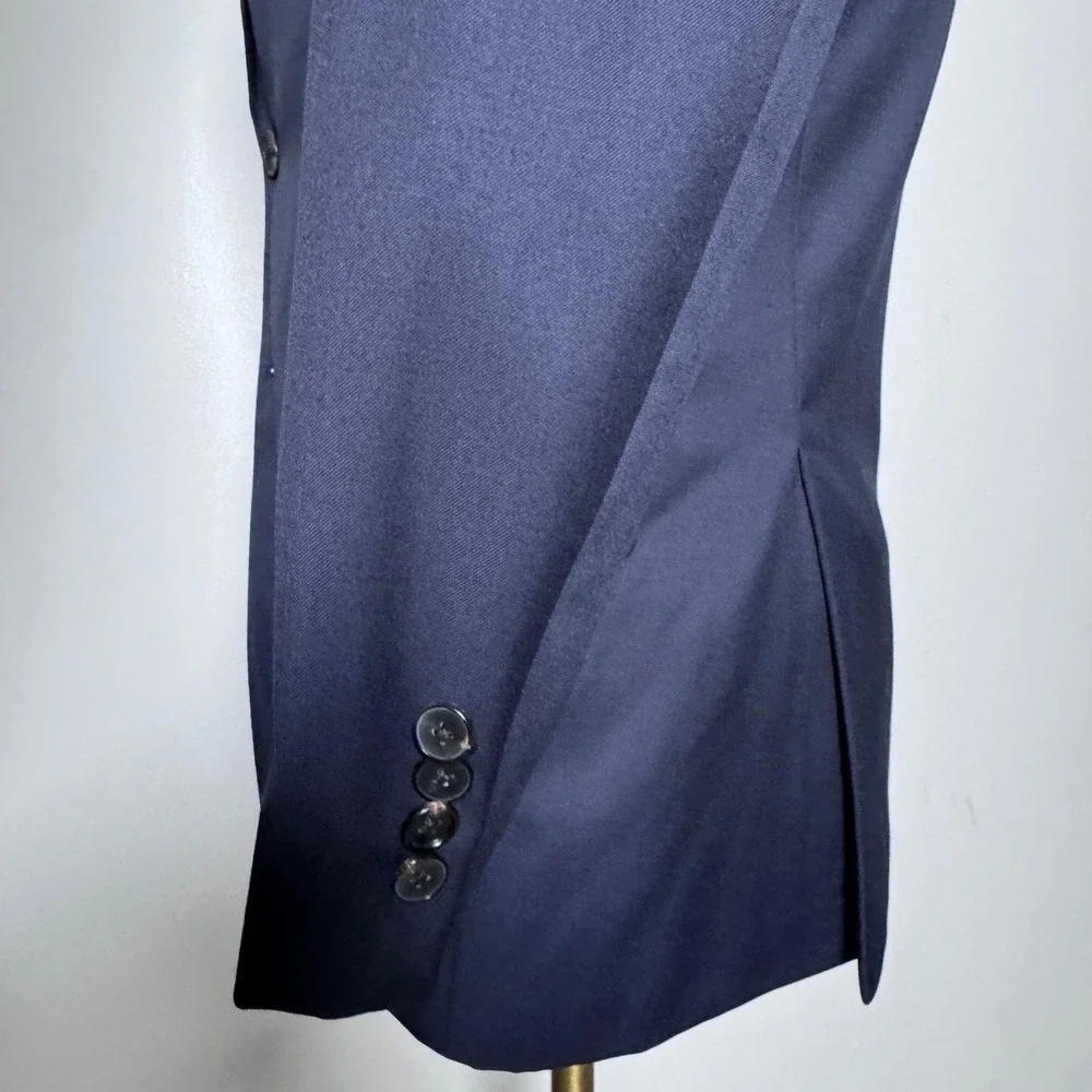 Hugo Boss Blazer Mens 36S Navy Blue Solid Super 100 Wool Reda Italy 2-Button